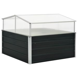 vidaXL drivhus 100 x 100 x 77 cm galvaniseret st&aring;l antracitgr&aring;