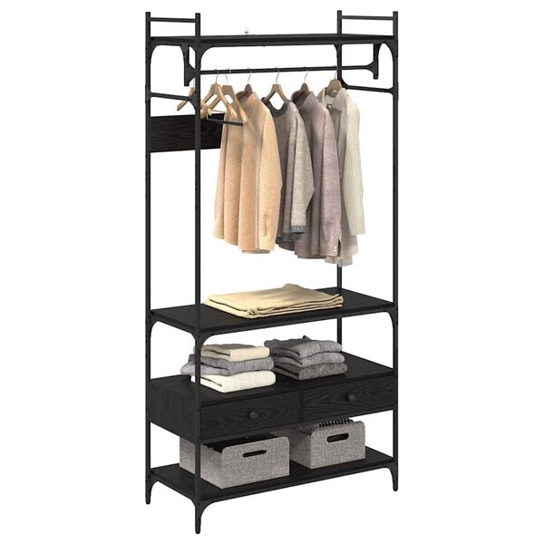 vidaXL Garderobeskab Sort eg 89 x 39 x 184.5 cm Konstrueret tr&aelig;