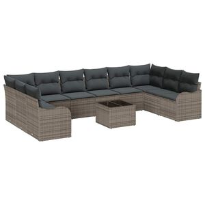 vidaXL Havesofa S&aelig;t med opbevaring 11 pcs Gr&aring; polyrattan