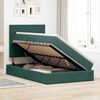 vidaXL Seng med opbevaring og LED med LED M&oslash;rkegr&oslash;n 120 x 200 cm Fl&oslash;jl