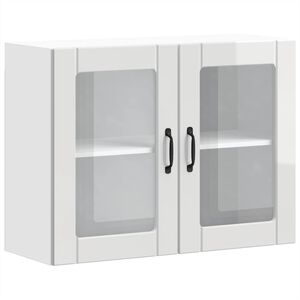 vidaXL k&oslash;kkenskab med vitrinel&aring;ge "Lucca" h&oslash;jglans hvid konstrueret tr&aelig;