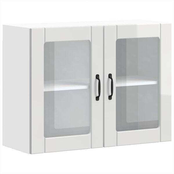 vidaXL køkkenskab med vitrinelåge "Lucca" højglans hvid konstrueret træ