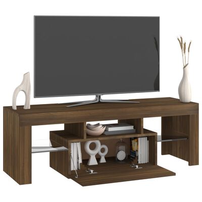 vidaXL tv-bord med LED-lys 120x35x40 cm brun egetræsfarve