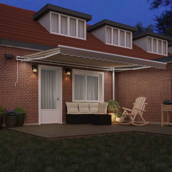 vidaXL Utr&aelig;kkelig Markise Beige 450 &times; 300 cm Stof og st&aring;l