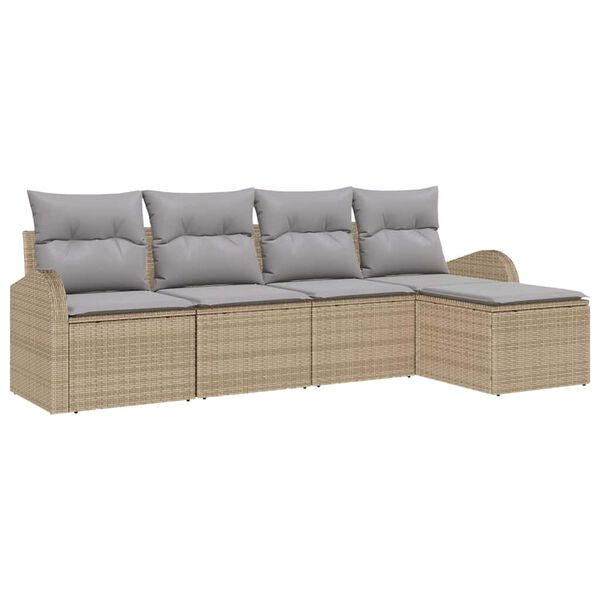 vidaXL Havesofa S&aelig;t 5 pcs Beige polyrattan