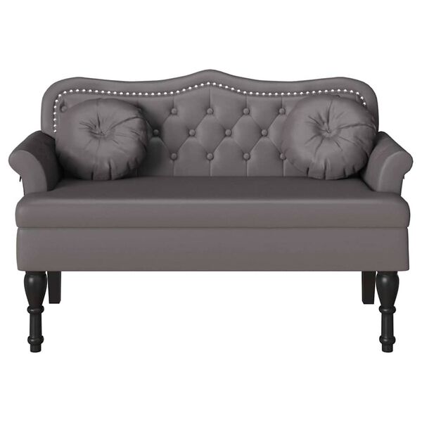 vidaXL Chesterfield b&aelig;nk med pude Gr&aring; 120.5 x 65 x 75 cm Faux l&aelig;der