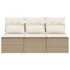 vidaXL 3-personers havesofa med hynder polyrattan beige