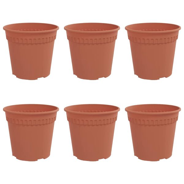 vidaXL Rund Blomsterpotte 6 pcs Mursten R&oslash;d &Oslash; 19 x 16 cm Plastik