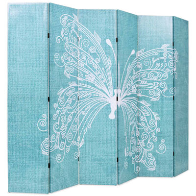 vidaXL foldbar rumdeler 228 x 170 cm sommerfugl blå