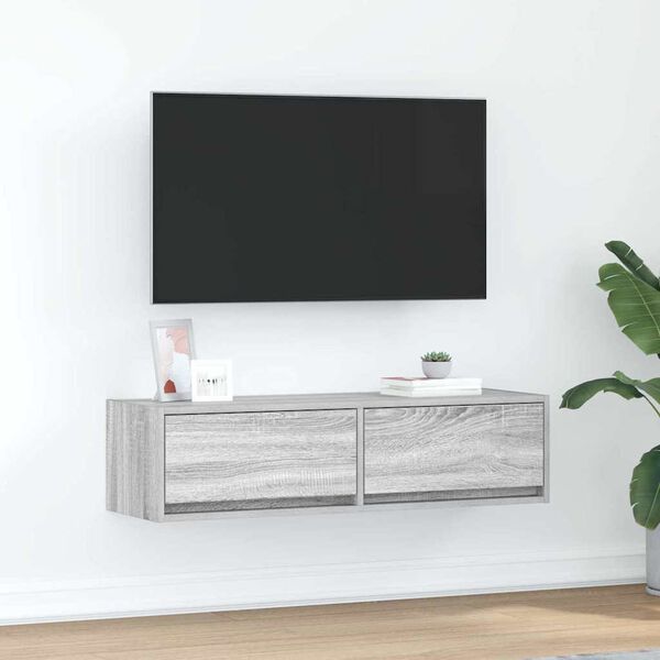 vidaXL TV-skab Gr&aring; sonoma-eg 100 x 31 x 25,5 cm Konstrueret tr&aelig;
