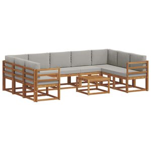 vidaXL Udend&oslash;rs sofagruppe med pude 10 pcs Naturlig og Lys Gr&aring;