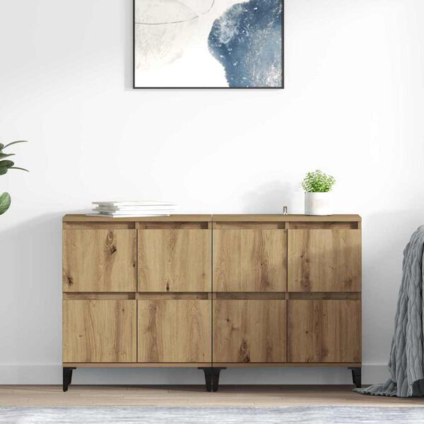 vidaXL Sideboards 2 pcs Artisan Egetr&aelig; 60 x 35 x 70 cm Konstrueret tr&aelig;