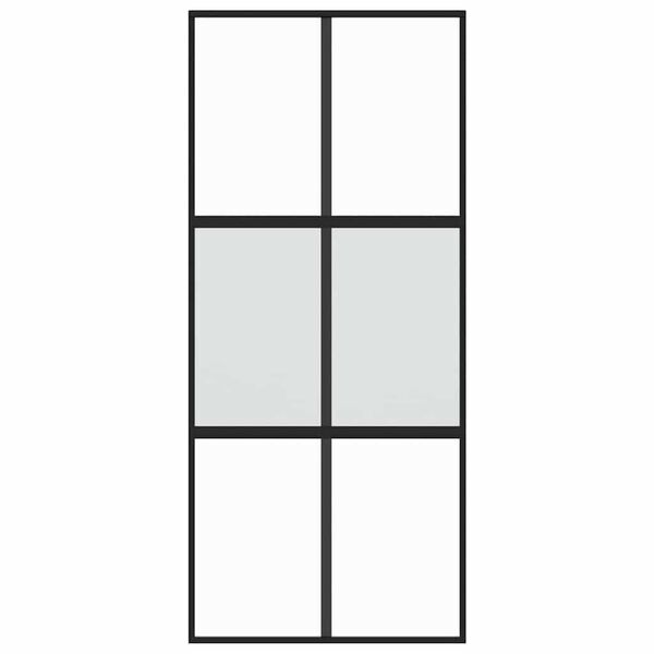 vidaXL skydedør 90x205 cm hærdet glas og aluminium sort