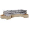 vidaXL Havesofa S&aelig;t med pude 7 pcs Beige Poly rattan