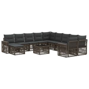 vidaXL Havesofa S&aelig;t 12 stk. Gr&aring; og M&oslash;rkegr&aring; polyrattan