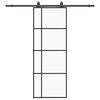 vidaXL skyded&oslash;r med hardwares&aelig;t 76x205 cm ESG glas sort