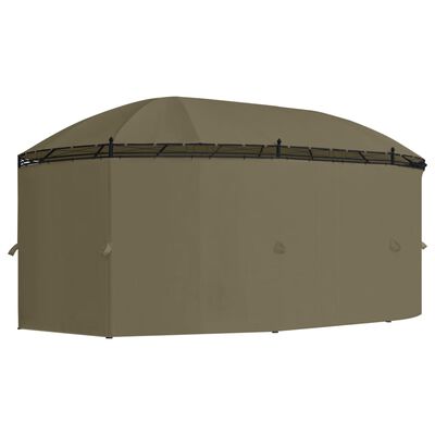 vidaXL pavillon med gardiner 520x349x255 cm 180 g/m² gråbrun