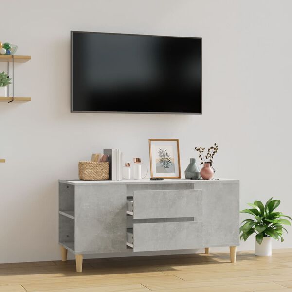vidaXL tv-bord 102x44,5x50 cm konstrueret tr&aelig; betongr&aring;