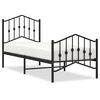 vidaXL sengeramme med sengegavl og fodg&aelig;rde 75x190 cm metal sort