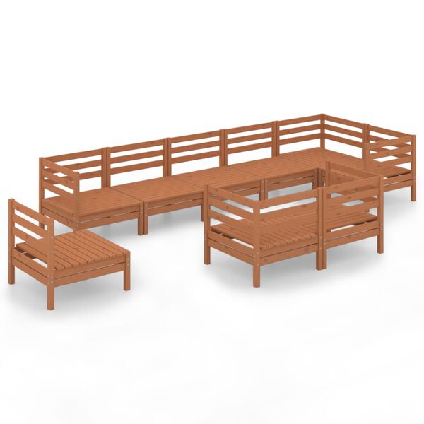 vidaXL lounges&aelig;t til haven 9 dele massivt fyrretr&aelig; gyldenbrun