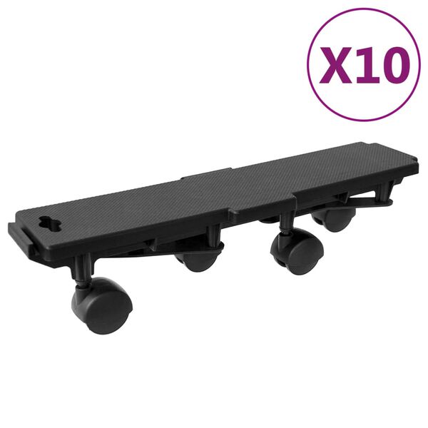 vidaXL m&oslash;belhunde 10 stk. med 4 hjul 170 kg polypropylen sort