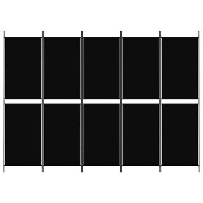 vidaXL 5-panels rumdeler 250x180 cm stof sort