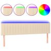 vidaXL sengegavl med LED-lys 200x5x78/88 cm stof cremefarvet