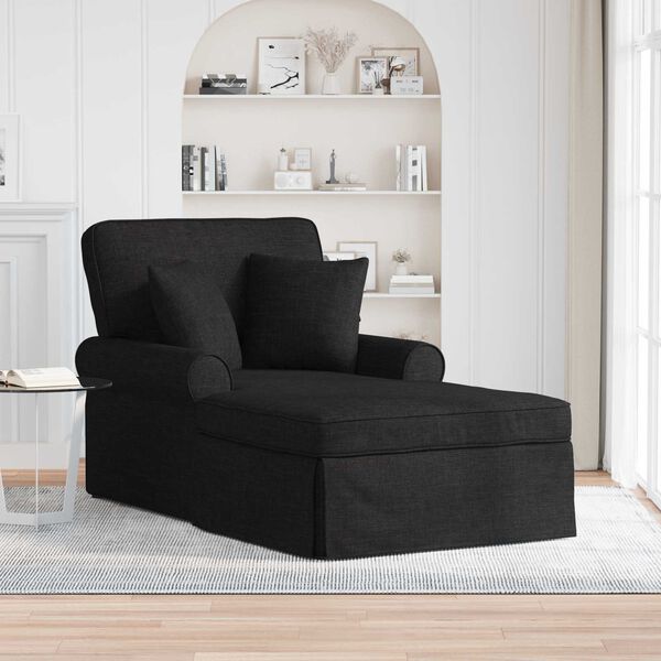 vidaXL Chaise lounge med volant med pude Sort 91 x 157 x 91 cm Stof
