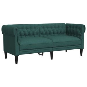 vidaXL 2-personers Chesterfield-sofa stof m&oslash;rkegr&oslash;n