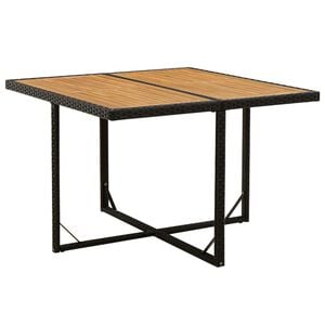 vidaXL havebord 109x107x74 cm polyrattan og massivt akacietr&aelig; sort