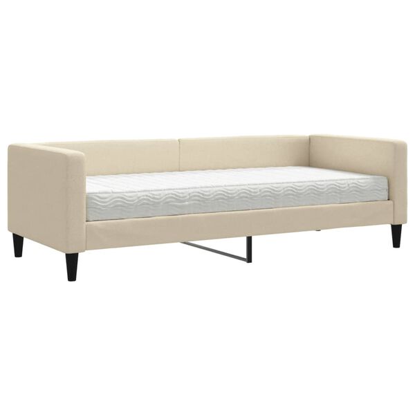 vidaXL daybed med madras 80x200 cm stof cremefarvet
