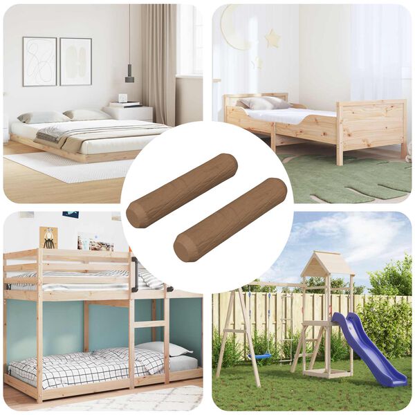vidaXL Tr&aelig;dowels 2 pcs Brun &Oslash;8 x 35 mm Massivt tr&aelig;