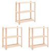 vidaXL reoler 3 stk. 3 hylder 80x38x90 cm massivt fyrretr&aelig; 150 kg