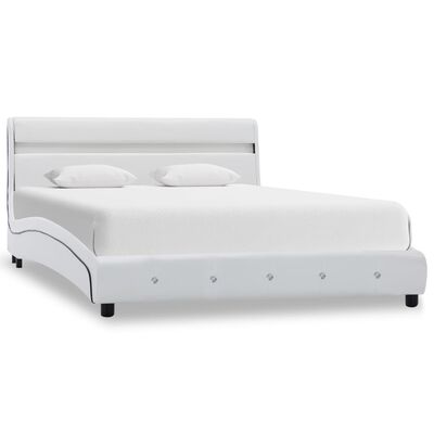 vidaXL sengestel med LED 160 x 200 cm kunstlæder hvid