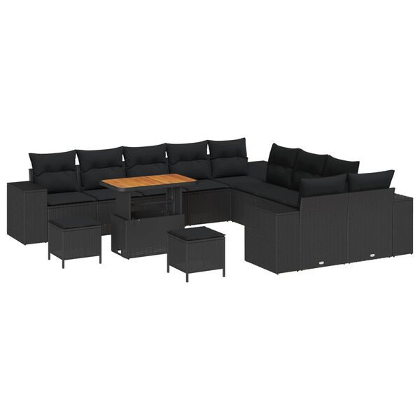 vidaXL Havesofa S&aelig;t 13 pcs Sort polyrattan