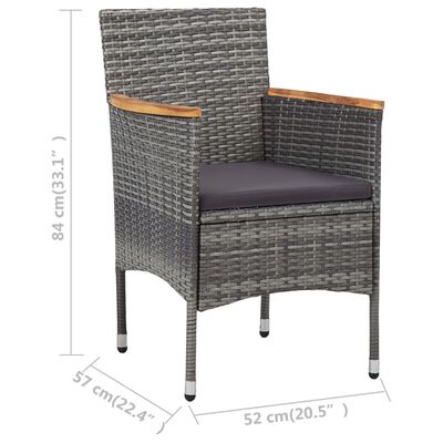 vidaXL spisebordsstole til haven 2 stk. polyrattan grå
