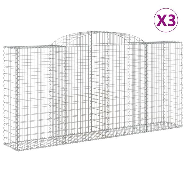 vidaXL buede gabionkurve 3 stk. 300x50x140/160 cm galvaniseret jern