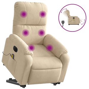 vidaXL massagestol med l&oslash;ftefunktion mikrofiberstof cremefarvet