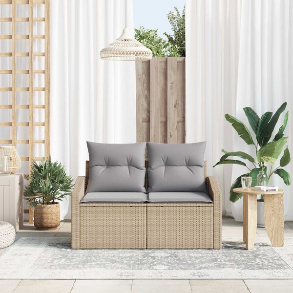 vidaXL Havemøbelsofa med pude 123 x 62 x 69 cm polyrattan