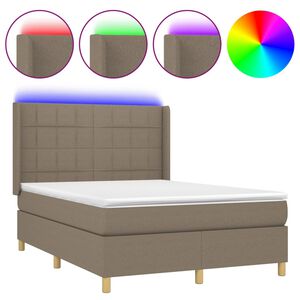 vidaXL kontinentalseng med LED-lys 140x190 cm stof gr&aring;brun