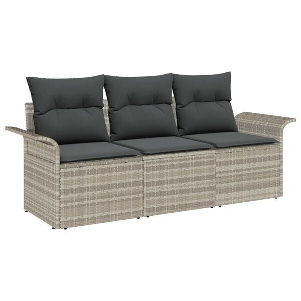 vidaXL Sofa Sæt med pude 3 pcs Grå polyrattan