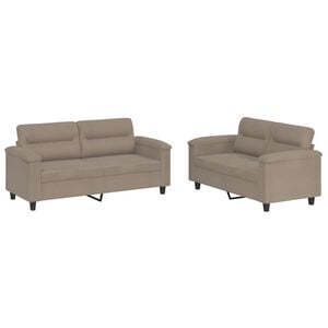 vidaXL sofas&aelig;t 2 dele med hynder mikrofiberstof gr&aring;brun