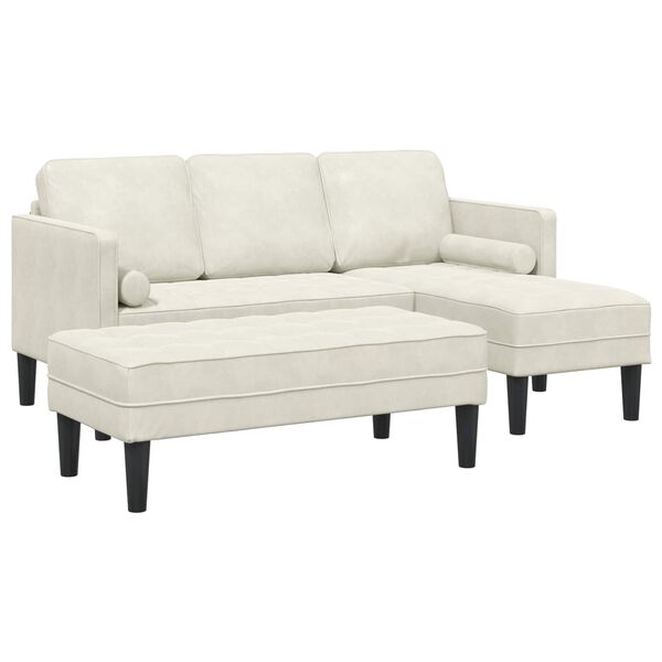 vidaXL Sofa S&aelig;t med pude 2 pcs Creme Polyester