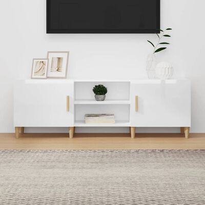vidaXL tv-bord 150x30x50 cm konstrueret træ hvid højglans