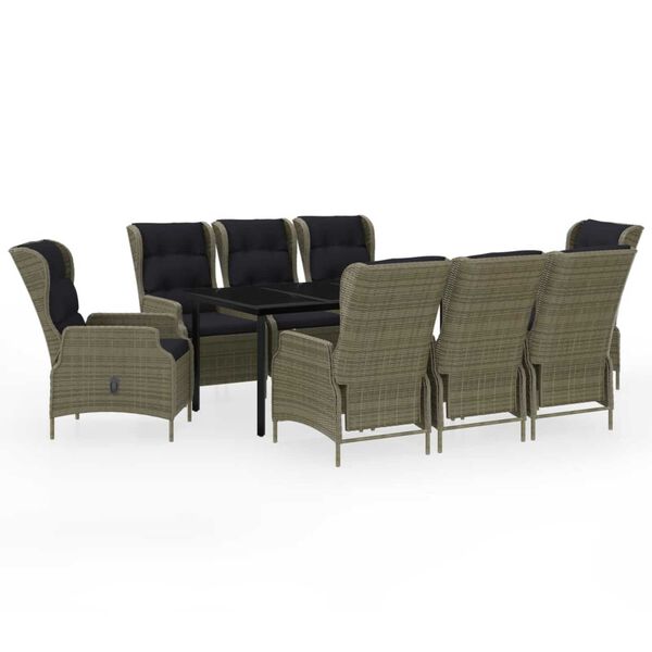 vidaXL spisebordss&aelig;t til haven 9 dele brun