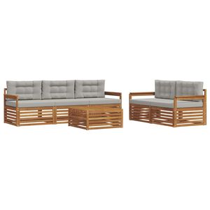 vidaXL Udend&oslash;rs sofagruppe med pude 6 pcs Naturlig og Lys Gr&aring;