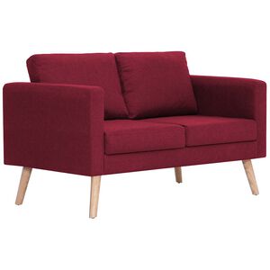 vidaXL 2-personers sofa i stof r&oslash;dvinsfarvet