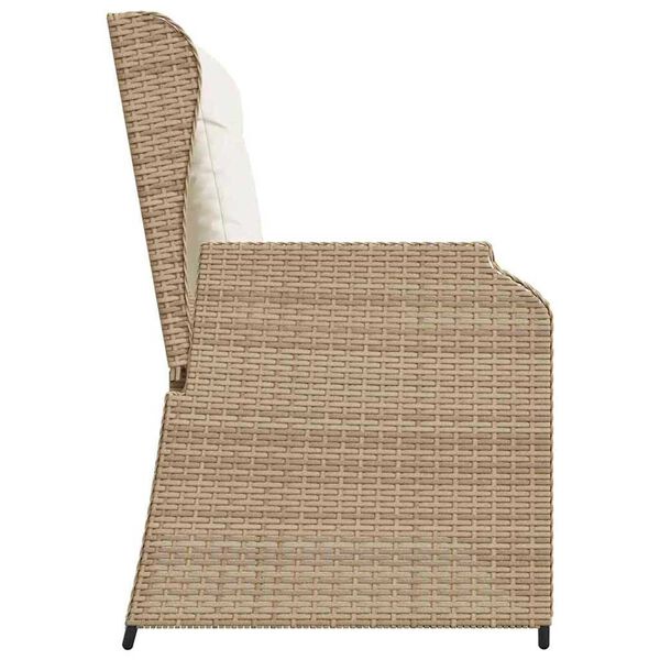 vidaXL Havebænk med pude Beige Poly rattan