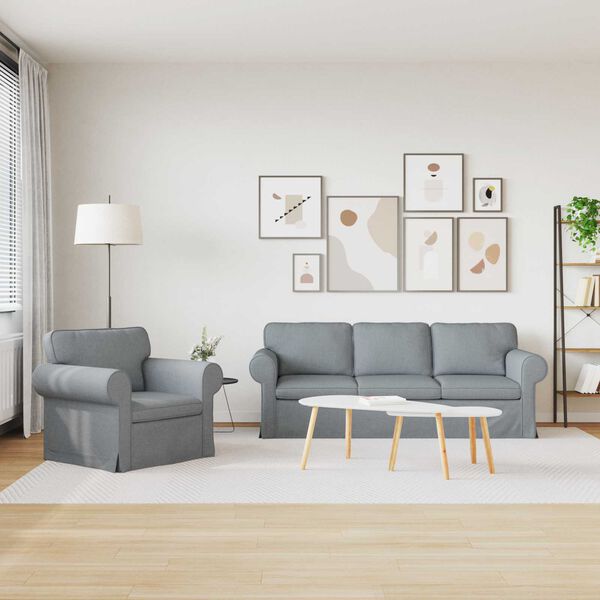 vidaXL Sofa 2 pcs Lysegr&aring; 215 x 82 x 80 cm Stof