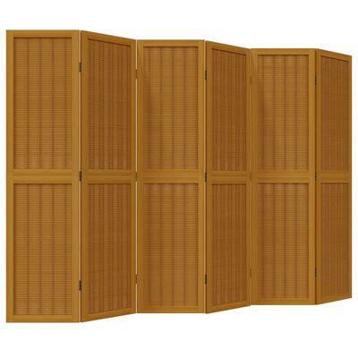 vidaXL rumdeler 6 paneler massivt kejsertræ brun
